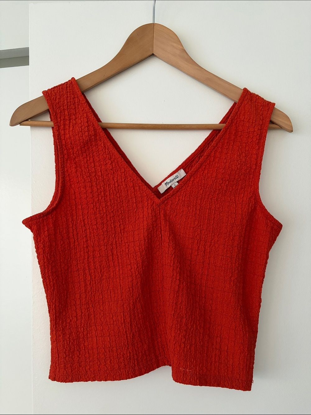 Madewell Burnt Orange Textured V-Neck Tank